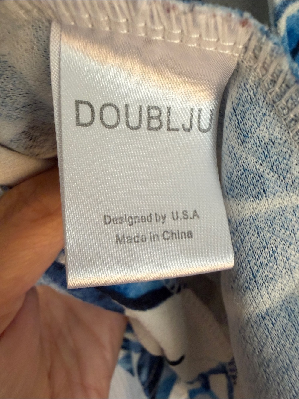 Doublju White Blazer with Blue Floral Print - Picture 3 of 7